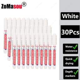 1-90Pcs Waterproof White Long Head Markers Pen 2cm Woodworking Deep Hole Marker Pens Metal Carpenter Black/Red/Blue/Green Ink