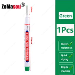 1-90Pcs Waterproof White Long Head Markers Pen 2cm Woodworking Deep Hole Marker Pens Metal Carpenter Black/Red/Blue/Green Ink