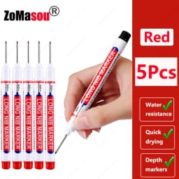 1-90Pcs Waterproof White Long Head Markers Pen 2cm Woodworking Deep Hole Marker Pens Metal Carpenter Black/Red/Blue/Green Ink