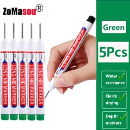 1-90Pcs Waterproof White Long Head Markers Pen 2cm Woodworking Deep Hole Marker Pens Metal Carpenter Black/Red/Blue/Green Ink
