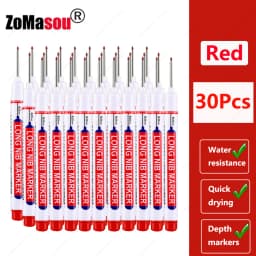 1-90Pcs Waterproof White Long Head Markers Pen 2cm Woodworking Deep Hole Marker Pens Metal Carpenter Black/Red/Blue/Green Ink