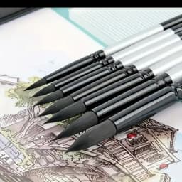 7/14pcs Round Squirrel Hair Paint Brush Set for Watercolor, Inks, Gouache & Tempera, Professional Artist Quality, Wood Handle