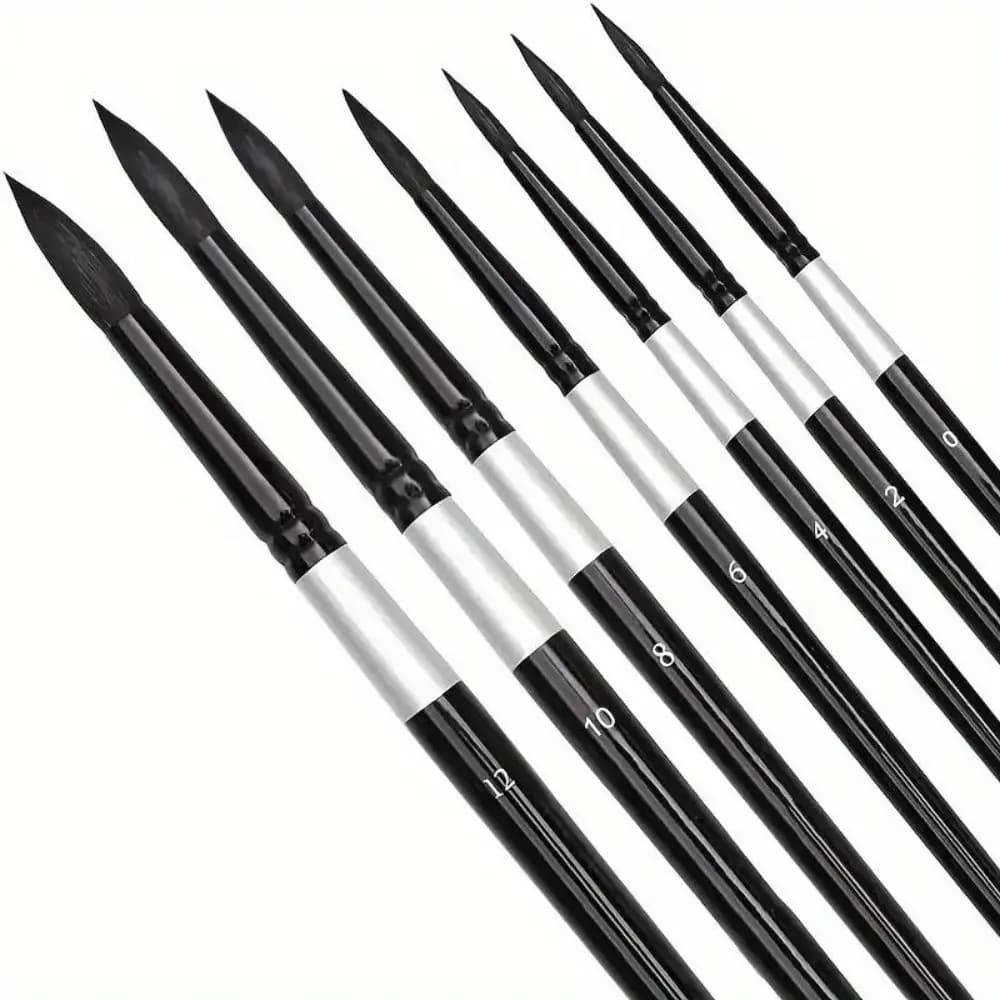 7/14pcs Round Squirrel Hair Paint Brush Set for Watercolor, Inks, Gouache & Tempera, Professional Artist Quality, Wood Handle