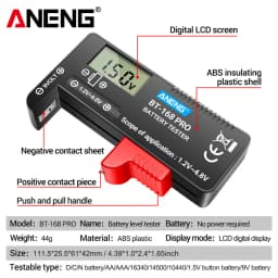 ANENG BT-168 PRO Digital Lithium Battery Capacity Tester Checkered Load Analyzer Display Check AAA AA Button Cell Universal Test
