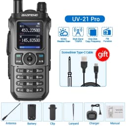 Baofeng UV 21 Pro Wireless Copy Frequency Walkie Talkie 16 KM AM Long Range Waterproof Multi-Band Type-C Charger Ham Radio UV 5R