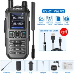 Baofeng UV 21 Pro Wireless Copy Frequency Walkie Talkie 16 KM AM Long Range Waterproof Multi-Band Type-C Charger Ham Radio UV 5R