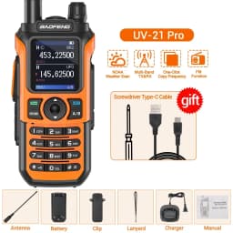Baofeng UV 21 Pro Wireless Copy Frequency Walkie Talkie 16 KM AM Long Range Waterproof Multi-Band Type-C Charger Ham Radio UV 5R