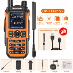 Baofeng UV 21 Pro Wireless Copy Frequency Walkie Talkie 16 KM AM Long Range Waterproof Multi-Band Type-C Charger Ham Radio UV 5R