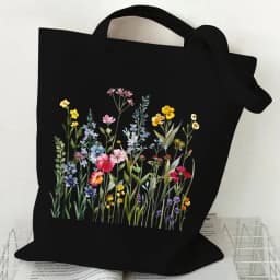 Woman's Shoulder Bag Wildflowers Pattern Tote Bags Canvas Shoulder Bags for Travel Daily Commuting Women's Reusable Shopping Bag