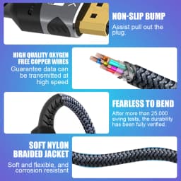 8K HDMI Cable 2.1 48Gbps High Speed HDMI Braided Cord-4K@120Hz 8K@60Hz, DTS:X, HDCP 2.2 & 2.3, HDR 10 for Compatible Laptop/PS5