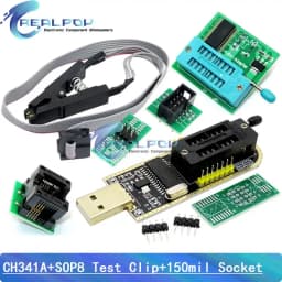 CH341A Programmer Adapter + SOIC8 Adapter+ SOP8 Clip With Cable+1.8V Adapter CH341A EEPROM Flash BIOS USB Programmer ZIF Adapter