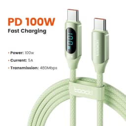 Toocki 100W Type C to Type C Cable PD Fast Charging Charger USB C to USB C Display Cable For Macbook iPad Data Cord Wire