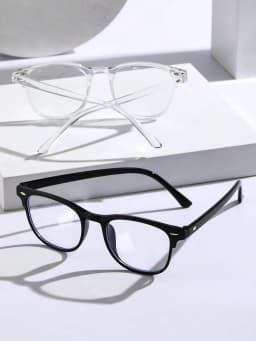 1-2-3PCS Unisex Square Plastic Frame Trendy Anti-Blue Light Clear Glasses For Back To School Clothing Accessories.