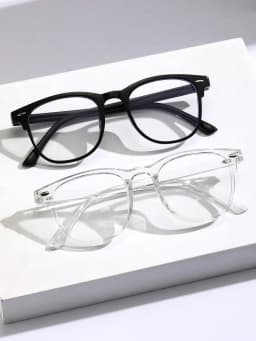 1-2-3PCS Unisex Square Plastic Frame Trendy Anti-Blue Light Clear Glasses For Back To School Clothing Accessories.