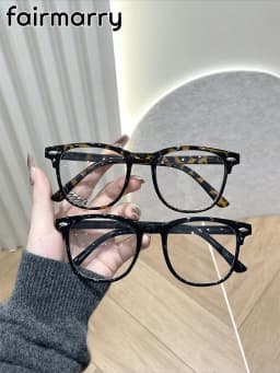 1-2-3PCS Unisex Square Plastic Frame Trendy Anti-Blue Light Clear Glasses For Back To School Clothing Accessories.