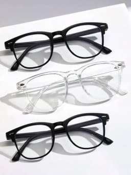 1-2-3PCS Unisex Square Plastic Frame Trendy Anti-Blue Light Clear Glasses For Back To School Clothing Accessories.