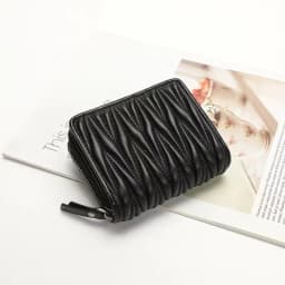 Genuine Lambskin Fold Design Ladies Short Wallet Sheep Leather Women Fashion Trendy Card Holders Coin Purse Wallet Zipper Poucht