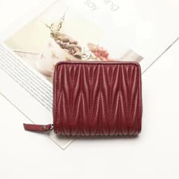 Genuine Lambskin Fold Design Ladies Short Wallet Sheep Leather Women Fashion Trendy Card Holders Coin Purse Wallet Zipper Poucht