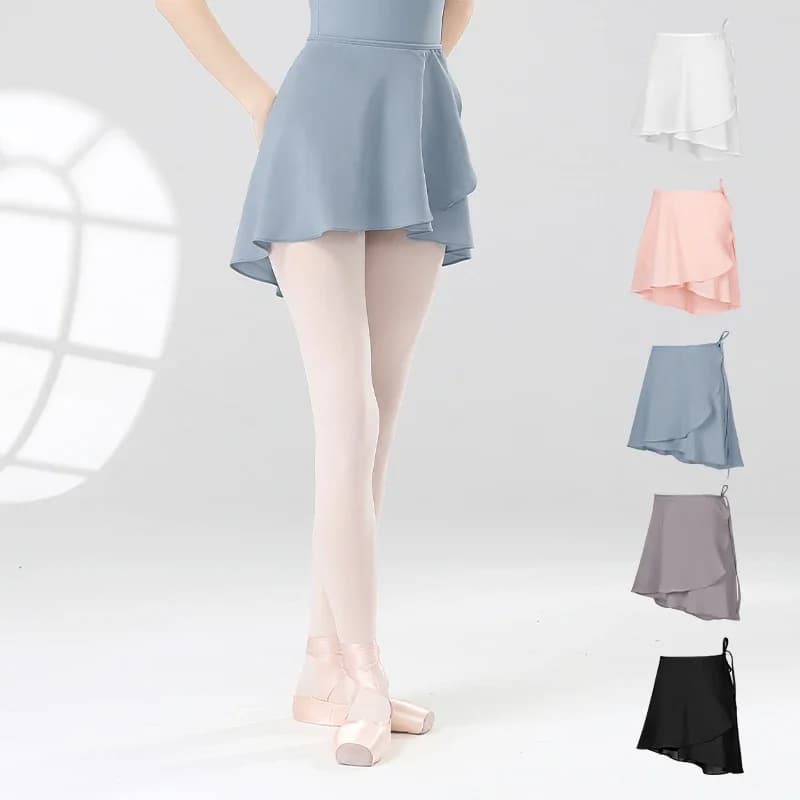 Girls Ballet Skirts Women Dance Short Skirts High Elastic Skirt Ballerina Adult Skate Dancing Yoga Lace Up Chiffon Skirt