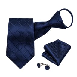 Men's Zipper Ties Pre-tied 8CM Lazy Necktie with Pocket Square Cufflinks for Business Wedding Prom Men Accessories Gravats Gift