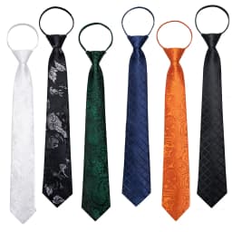 Men's Zipper Ties Pre-tied 8CM Lazy Necktie with Pocket Square Cufflinks for Business Wedding Prom Men Accessories Gravats Gift