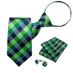 Men's Zipper Ties Pre-tied 8CM Lazy Necktie with Pocket Square Cufflinks for Business Wedding Prom Men Accessories Gravats Gift