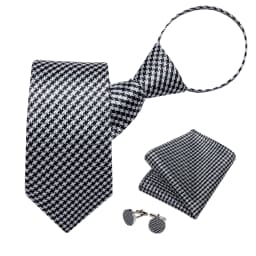 Men's Zipper Ties Pre-tied 8CM Lazy Necktie with Pocket Square Cufflinks for Business Wedding Prom Men Accessories Gravats Gift