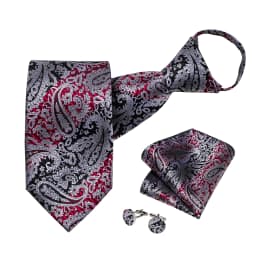Men's Zipper Ties Pre-tied 8CM Lazy Necktie with Pocket Square Cufflinks for Business Wedding Prom Men Accessories Gravats Gift