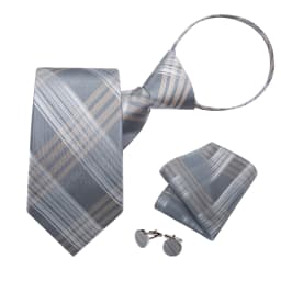 Men's Zipper Ties Pre-tied 8CM Lazy Necktie with Pocket Square Cufflinks for Business Wedding Prom Men Accessories Gravats Gift