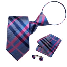 Men's Zipper Ties Pre-tied 8CM Lazy Necktie with Pocket Square Cufflinks for Business Wedding Prom Men Accessories Gravats Gift