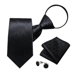 Men's Zipper Ties Pre-tied 8CM Lazy Necktie with Pocket Square Cufflinks for Business Wedding Prom Men Accessories Gravats Gift