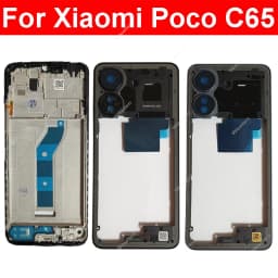 LCD Middle Frame Housing For Xiaomi Poco C65 With NFC Back Cover Housing Front Frame Chassis with Volume Buttons Repair Parts