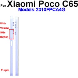 LCD Middle Frame Housing For Xiaomi Poco C65 With NFC Back Cover Housing Front Frame Chassis with Volume Buttons Repair Parts