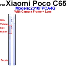 LCD Middle Frame Housing For Xiaomi Poco C65 With NFC Back Cover Housing Front Frame Chassis with Volume Buttons Repair Parts