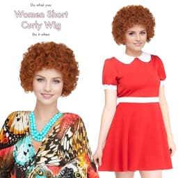 Hair Women Short Curly Red Orange Wig Halloween Cosplay Costume Wig Helen roper Mrs roper Wigs Party Costume