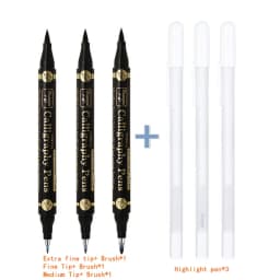 GN 3/6PCS Dual Tip Pen Black Calligraphy Brush Pen Lettering Pens Art Marker White Pen Beginners Writing Sketches Art Drawings