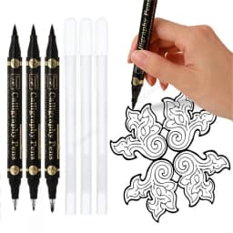 GN 3/6PCS Dual Tip Pen Black Calligraphy Brush Pen Lettering Pens Art Marker White Pen Beginners Writing Sketches Art Drawings