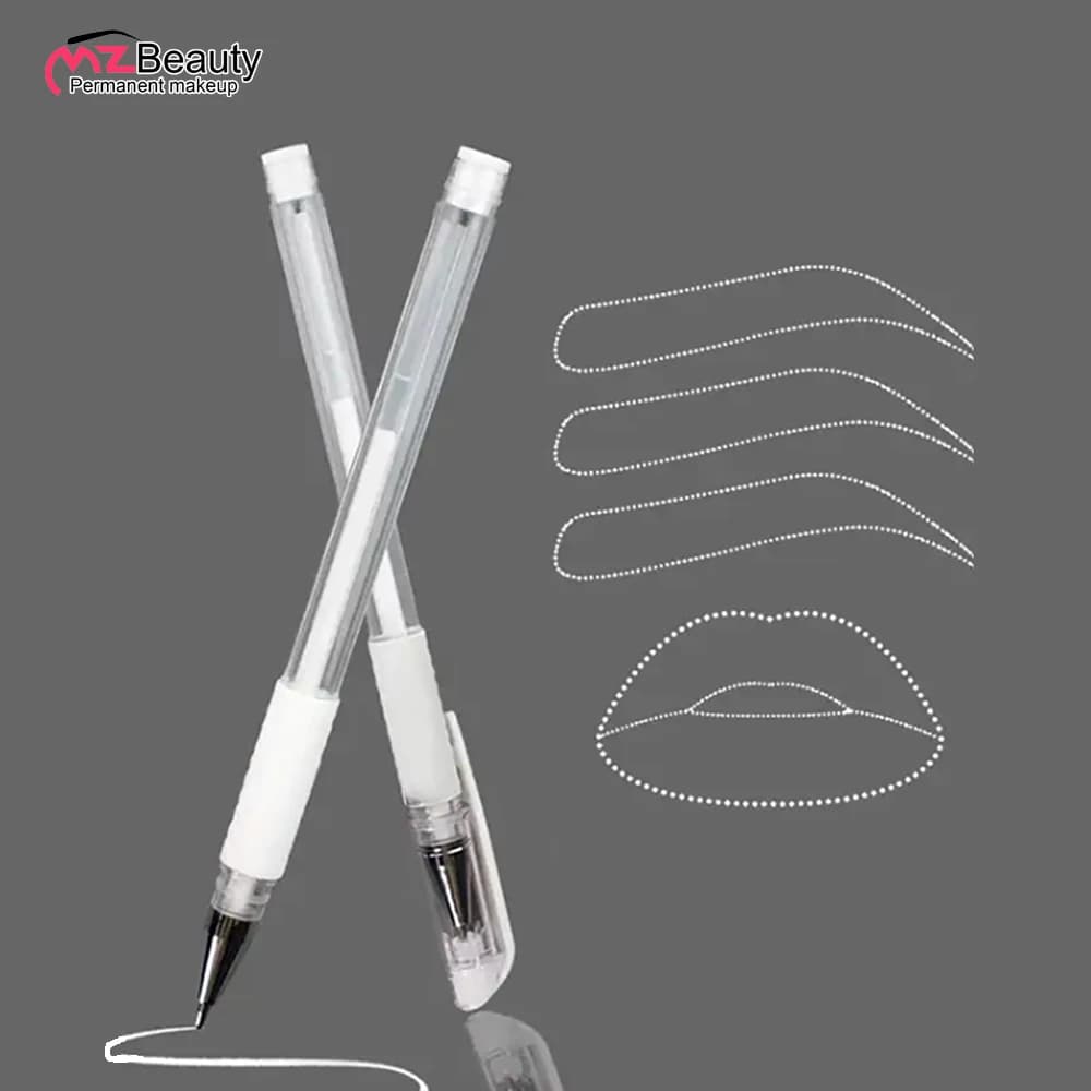 2PCS Eyebrow Marker Pen Microblading Surgical Skin Permanent Make up Supplies White Surgical Scribe Tool Tattoo Accessories Pens