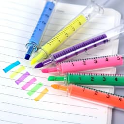 6pcs Color Highlighters And Syringes Fluorescent Needles Watercolor Syringes Highlighters For Office School Marker Writing Tools