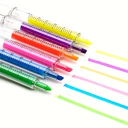 6pcs Color Highlighters And Syringes Fluorescent Needles Watercolor Syringes Highlighters For Office School Marker Writing Tools
