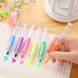 6pcs Color Highlighters And Syringes Fluorescent Needles Watercolor Syringes Highlighters For Office School Marker Writing Tools