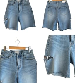 New 2024 Summer Denim Shorts For Women High Waist Hole Washed Half Length Bermuda Shorts Women Korean Style Short Jeans