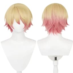 Anime Tenma Tsukasa Cosplay Wigs for Project Sekai Cosplay Short Blonde Gradient Pink Party Wigs for Men Boys