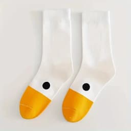 1/6 Pairs Cartoon Women Socks Fashionable And Versatile Cute Design Funny Goose Breathable Soft Comfortable Women Casual Socks