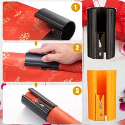 HORN Sliding Wrapping Paper Cutter - Easy-Glide Gift Wrap Trimmer for Christmas & Birthdays, Durable ABS,, Orange/Black