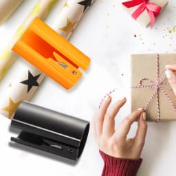 HORN Sliding Wrapping Paper Cutter - Easy-Glide Gift Wrap Trimmer for Christmas & Birthdays, Durable ABS,, Orange/Black