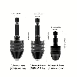 JENTORIX 0.3mm-8.0mm Mini Keyless Chuck Electric Drill Bit Collet Converter Extension Screwdriver Chuck Adapter Fixture 1/4" Hex