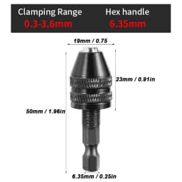 JENTORIX 0.3mm-8.0mm Mini Keyless Chuck Electric Drill Bit Collet Converter Extension Screwdriver Chuck Adapter Fixture 1/4" Hex
