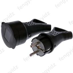 EU Rubber Waterproof Socket Plug Electrial Grounded European Connector With Cover IP54 For DIY Power Cable Cord 16A 250V