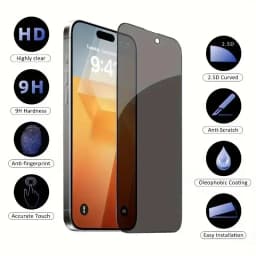 5Pcs Full Cover Privacy Screen Protector For iPhone 16 11 12 13 14 Pro Max Mini 8K Anti-spy Glass For iPhone 15 17 PRO XR XS MAX